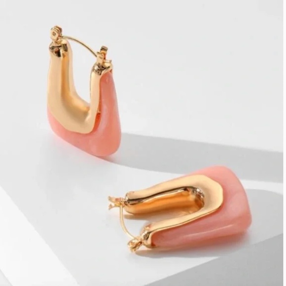 ❤️ FREE Geo Minimal Boho Stone Lock Hipster Hippie Art Deco Modern Hip Earrings - Picture 1 of 3
